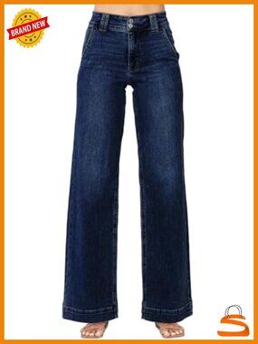 High Waisted Wide Leg Straight Jeans with Tummy Control